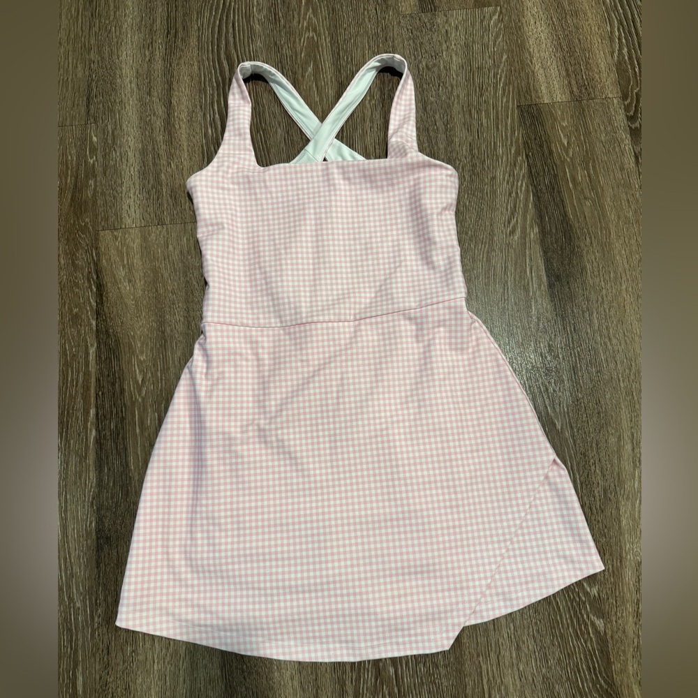 Abercrombie & Fitch Light Pink Gingham Crisscross Mini Dress